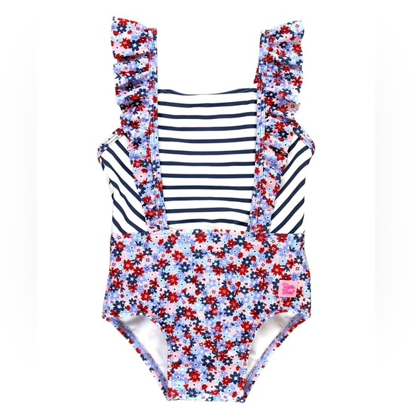 NWT RuffleButts Pinafore One Piece Swimsuit Size 8 - Picture 1 of 5